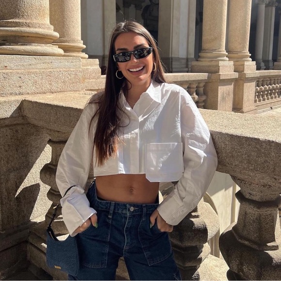 Zara Crop Poplin Shirt - Picture 5 of 16